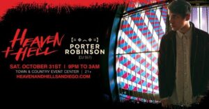 Heaven Hell Halloween DISCOUNT CODE Porter Robinson 2015, Passion pit, Hotel Garuda, Promo Code, Party Bus, Hotel Town and country, San Diego, tickets, sd