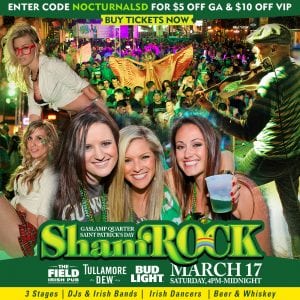 sdblock parties shamrock st patrick day san diego gaslamp downtown parking ticket promotion discount code irish for a day crawl pub