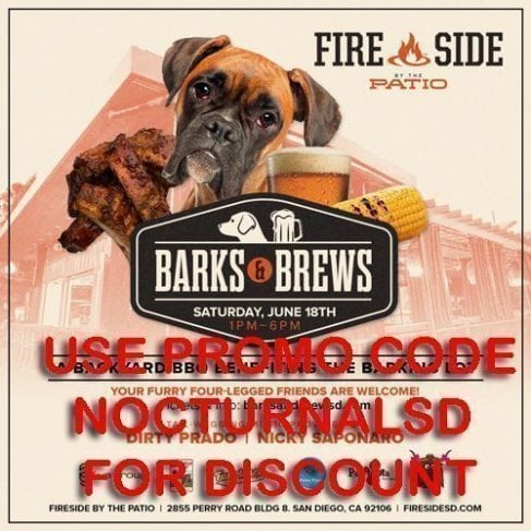 Bark And Brews Discount Promo Code FIRESIDE Patio san diego