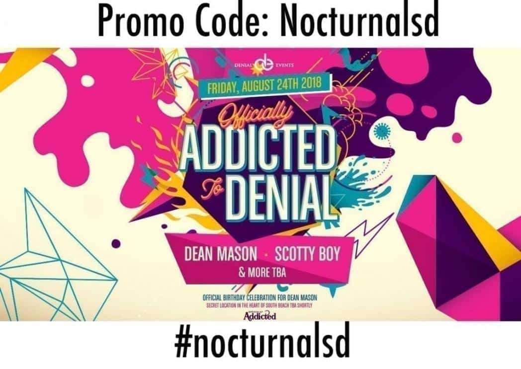 denial events promotional code discount secret location miami rave 2018