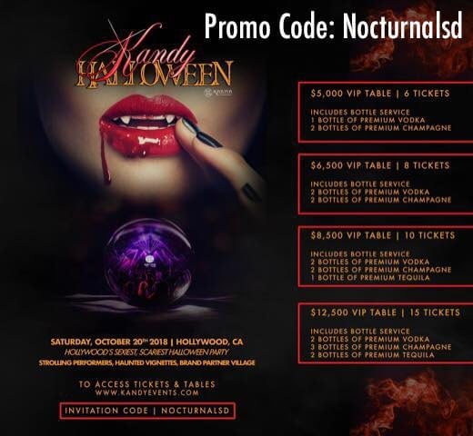 Kandy Halloween 2018 Promo code discount hollywood lineup 