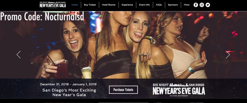 san diego big night nye gala 2019 promotional code discount