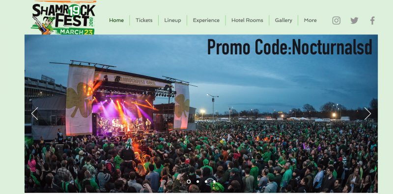 shamrock line up set times stages