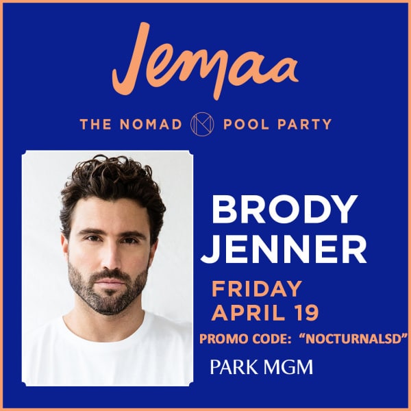 Brody Jenner Jemaa Pool Discount Tickets, The Nomad Pool Party, Park MGM, Las Vegas Strip, Summer Pool Parties, VIP Passes, Cabanas, Guest List, Free Entry