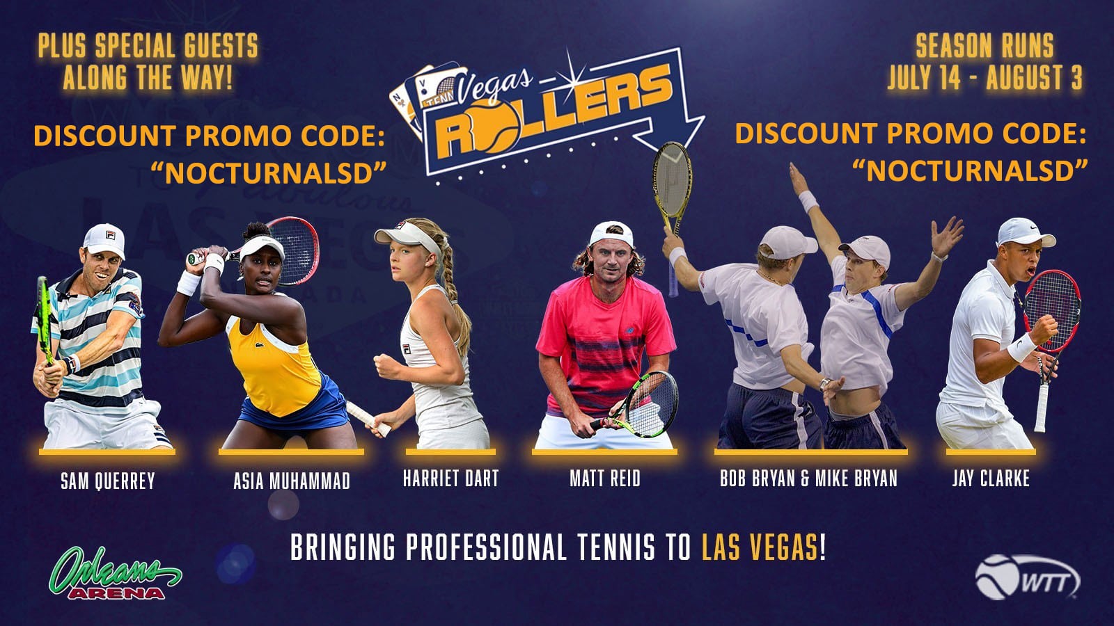 Vegas Rollers Tennis Tickets Discount Promo Code, Las Vegas, Professional Tennis, Discount Passes, Discount VIP
