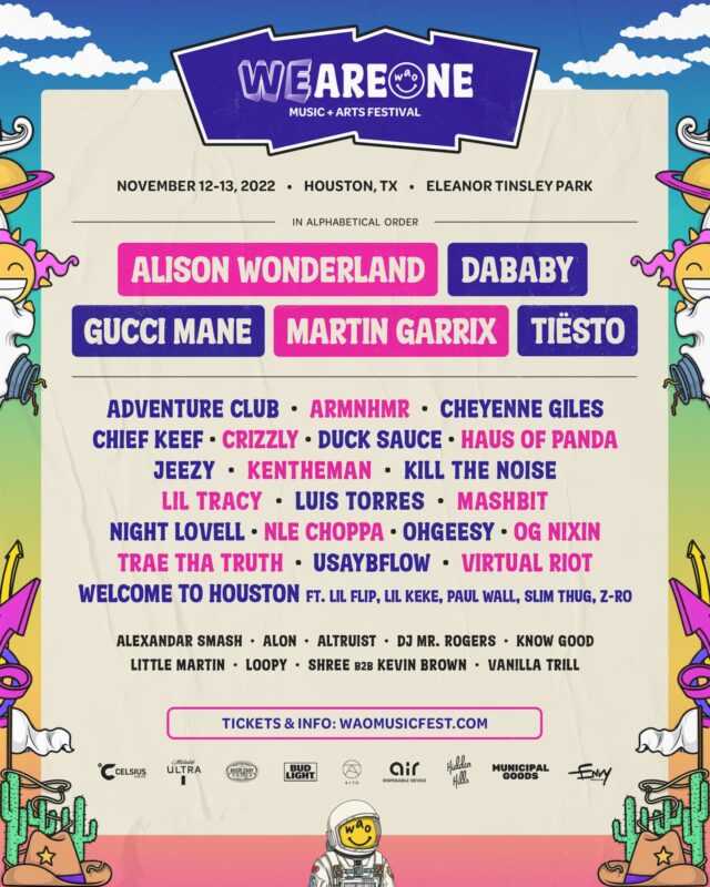 We Are One Festival Promo Code, WAO Festival, Discount Tickets, VIP Passes, GA, 2 Day, Early Bird, Music, Art, DJ, Eleanor Tinsley Park, Houston TX