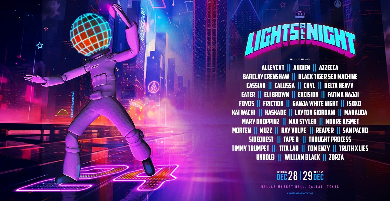 Lights All Night Dallas Promo Code, 2024, Texas, TX, Christmas, December, 2 Day Pass, Single Day Pass, VIP Pass, Tickets, Music, Venue, The Dallas Market Hall