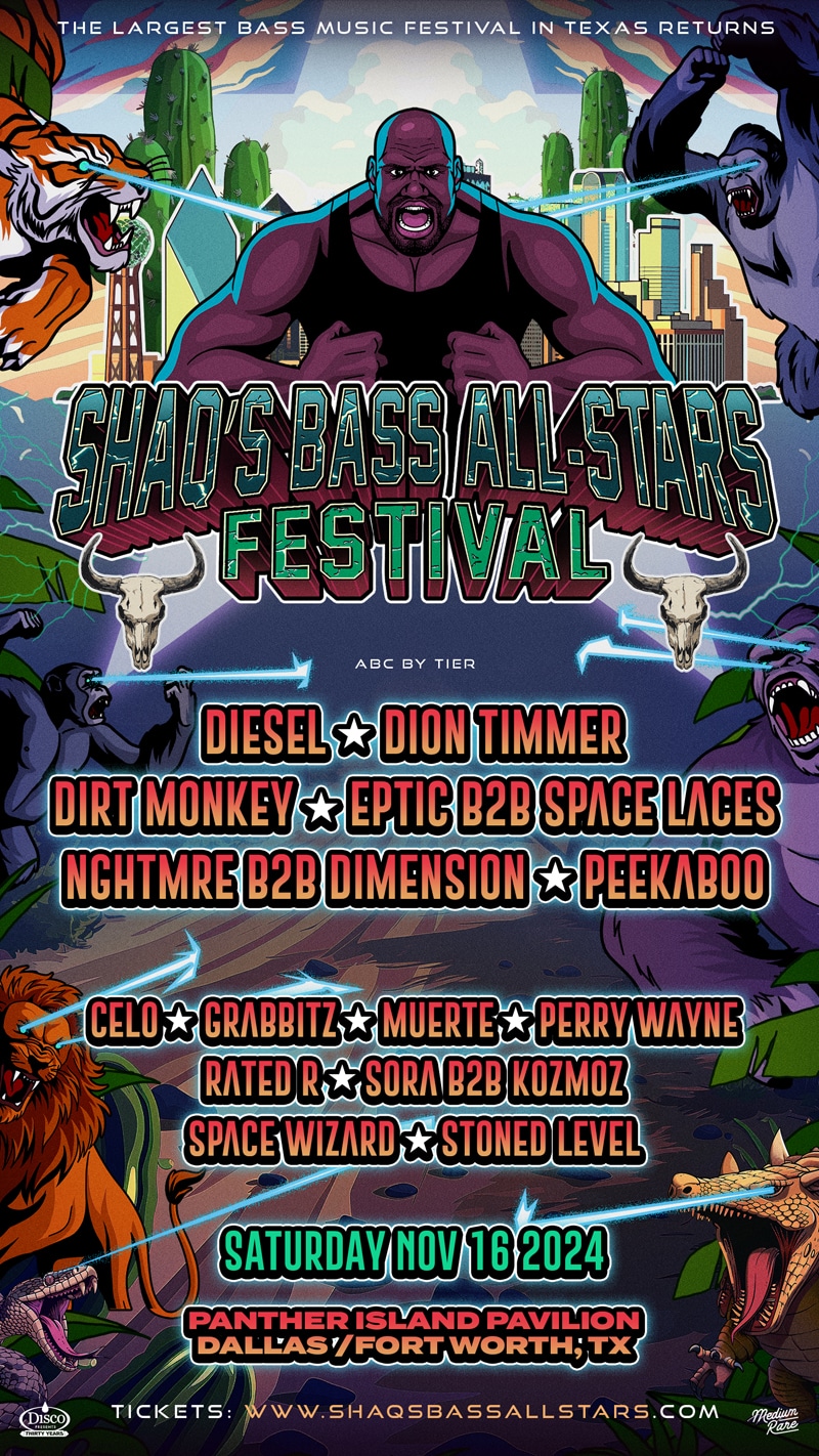 Shaq's Bass All Stars Promo Code, Festival, 2024, Discount Tickets, GA, VIP, General Admission, Panther Island Pavilion, Fort Worth Texas