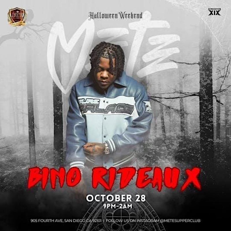 Bino Rideaux Mete Supper Club San Diego Halloween Promo Code, Basement, Nightlife, Downtown, Gaslamp, Party, Spooktacular, Haunt, costume, VIP, Discount Tickets